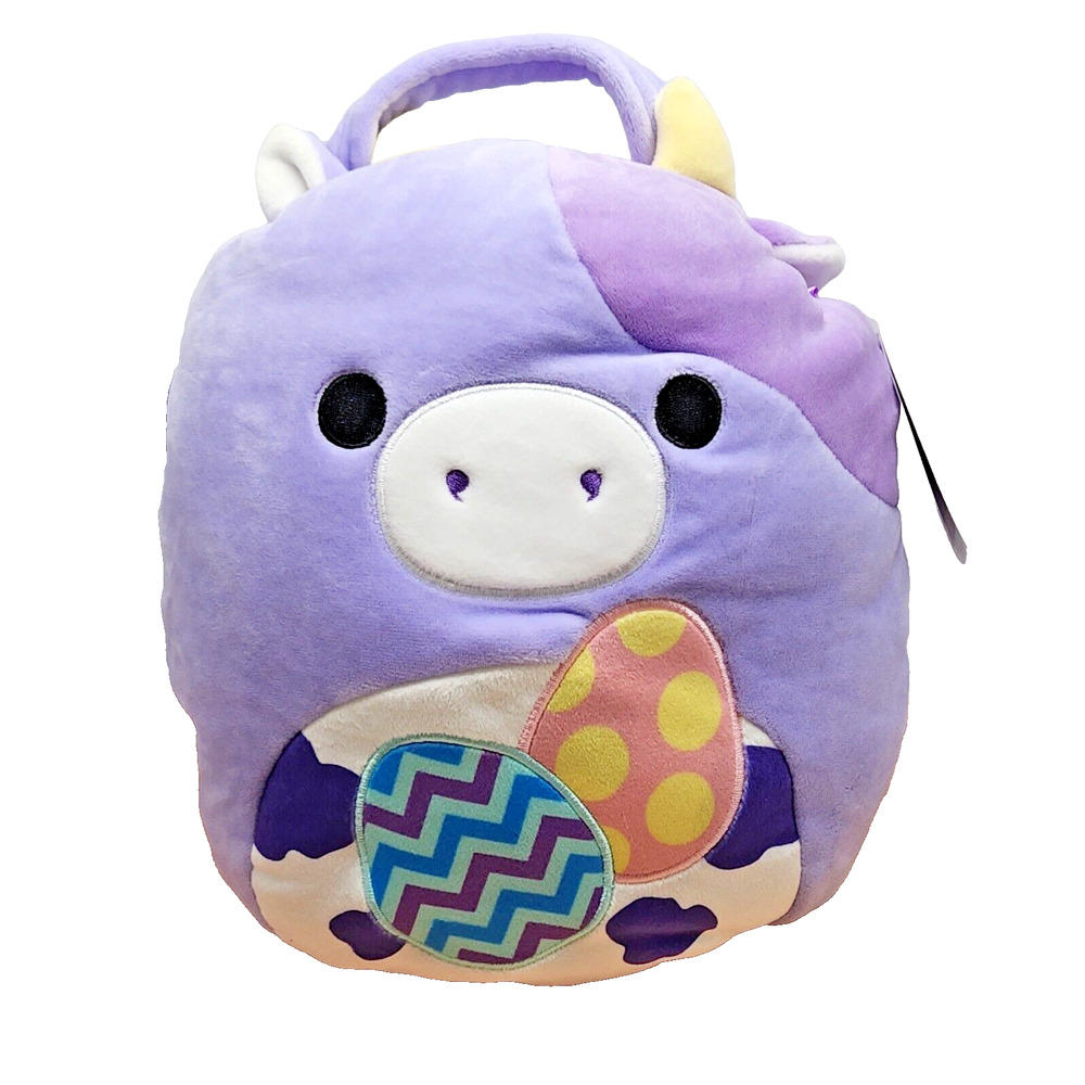 Squishmallows Bubba The Cow Easter Basket Purple Plush Animal Stuffed Toy NWT